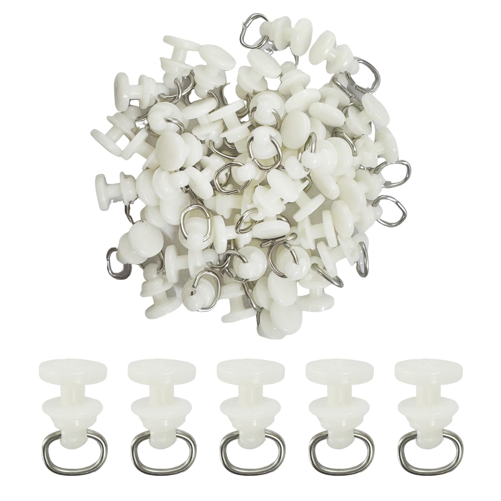 Photo 1 of 100 PCS Plastic Curtain Track Hooks - Slide Roller Gliders for Ceiling-Mounted Drapes, Privacy Dividers, RV, Bedroom, Shower, and Room Separators - Curtain Track Accessories