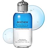 BIOCHEM Bi-Phase Eye & Lip Heavy Makeup Remover, Waterproof Mascara Remover, Gentle Cleanser liquid for Makeup with Natural Ingredients for Sensitive, Normal Skin Types (4.06 fl. oz / 120 ml)