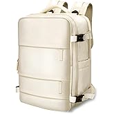 JBAOWEI Large 40L Travel Backpack – Airline & Flight Approved Carry-On Luggage, Waterproof, Durable & Lightweight Design for College, Outdoor Sports & Weekend Getaways – Cream