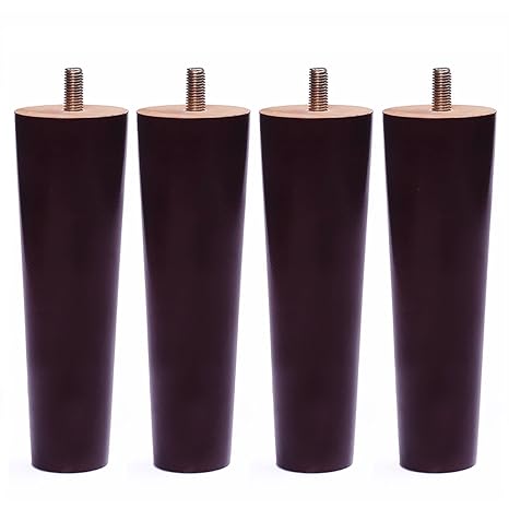 Bikani Round Wood Sofa Chair Ottoman Tapered Leg Walnut Finish 8 Inches Set Of 4