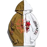 Yazkimo Adult Hazbin Costume Hotel Alastor Hooded Hoodie 3D Printed Hoodie Shirt Color Matching Pullover Sweatshirt