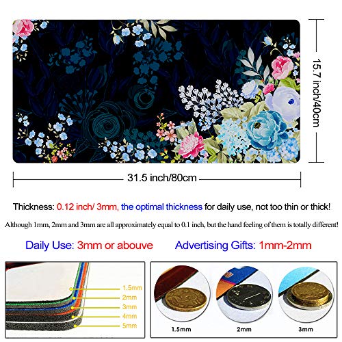 Extra Large Mouse Pad - Floral Design Gaming or Desk Mousepad - 31.5" x 15.7"x0.12''(3mm Thick)- XXL Protective Keyboard Desk Mouse Mat for Computer/Laptop（Peony） - Thumbnail 2