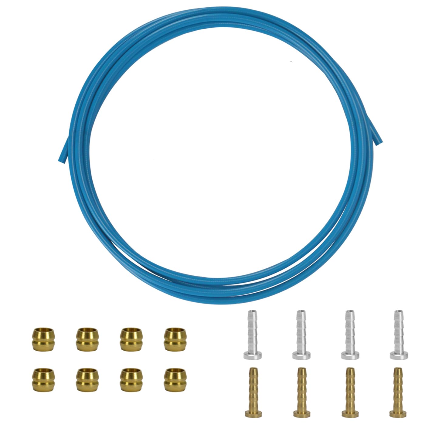BESNIN Hydraulic Brake Hose Kit 2.5m/8.2ft Bike Disc Brake Oil Tube with Olives and Barbed Inserts, Bicycle Hydraulic Brake Hose Set for BH59 BH90 Road Bike, MTB (Blue)