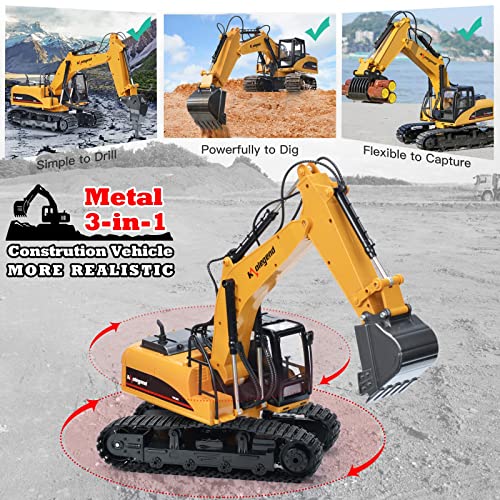kolegend 3 in 1 Remote Control Excavator with Grab Drill Metal Shovel