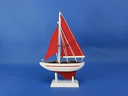 Hampton Nautical Red Sailboat with Red Sails