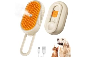 ODDMMO Cat Steam Brush, 4 in 1 Steam Pet Brush for Massage, Shedding, Cleaning & Combing, USB Rechargeable Anti-Static Cat Spray Brushes ﻿