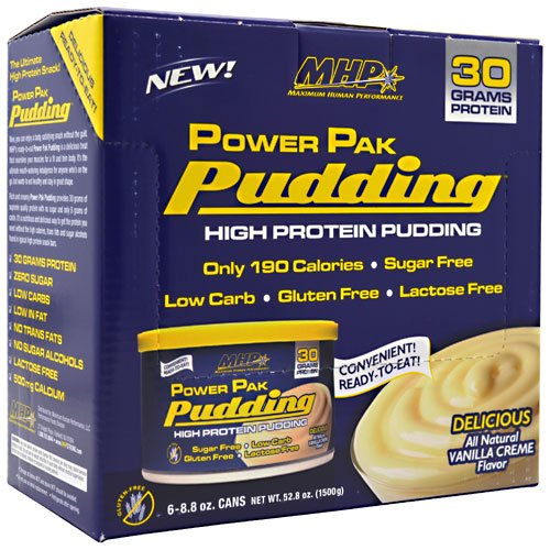 MHP Power Pak Pudding - 6 - 250g Cans - Delicious All Natural Vanilla Creme