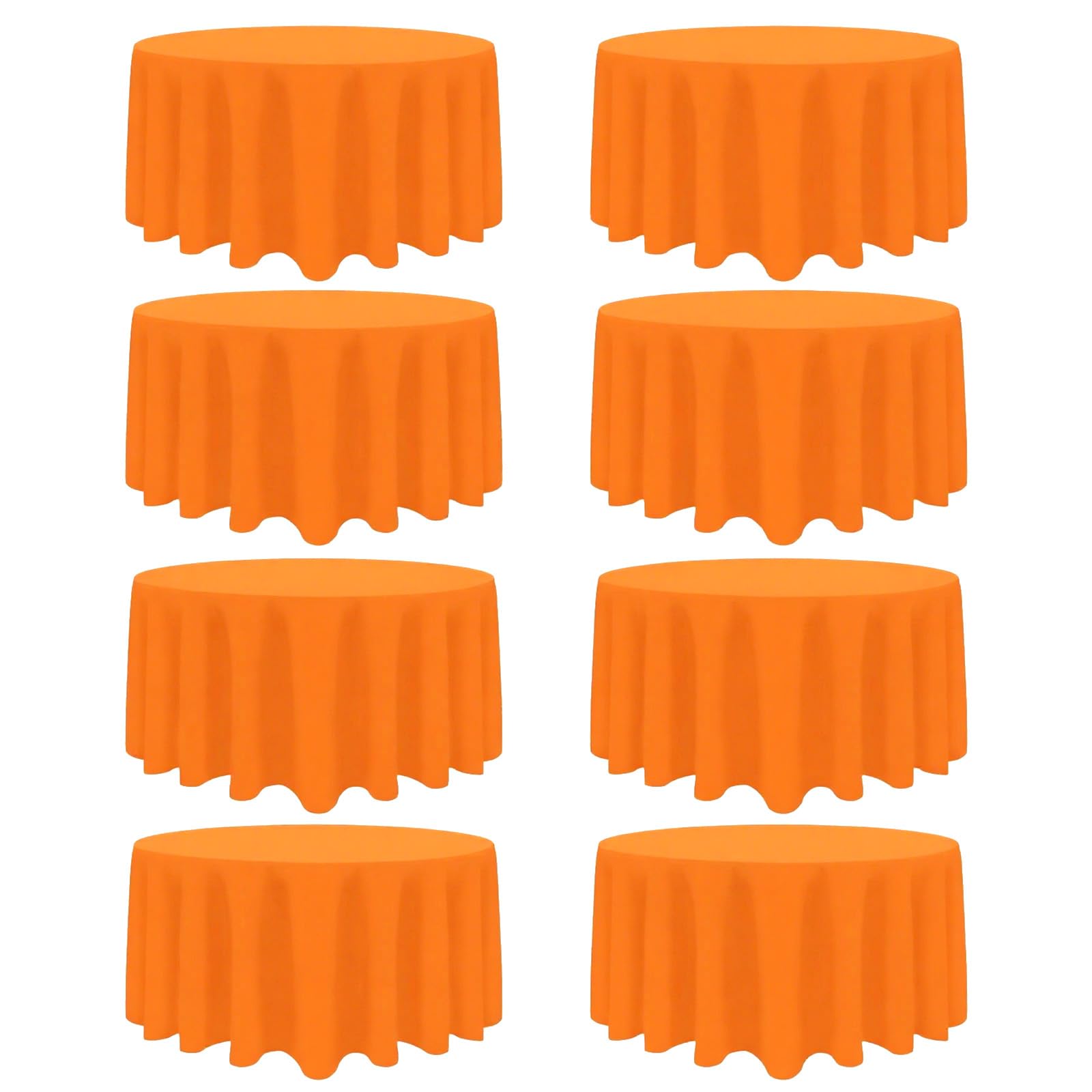 Photo 1 of Heneger 8 Pack Orange Round Tablecloth 120 Inch Easter Spring Wrinkle Resistant Orange Table Cloth Reusable and Washable Polyester Fabric for Buffet Wedding Party and Banquet