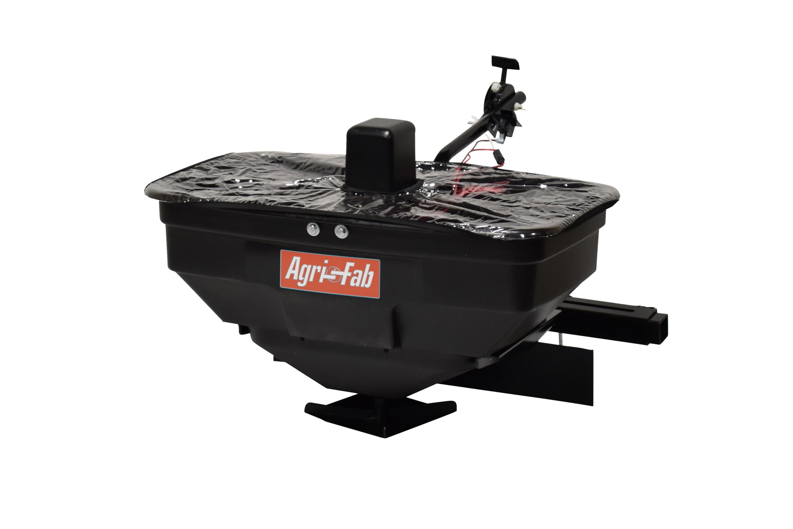 Photo 1 of **SCRAPES**Agri-Fab 45-0627 Zero Turn Mower Electric Spreader, 125 lb Hopper Capacity, Grass, Seed, and Fertilizer Spreader, Spread Width up to 12 ft, Black