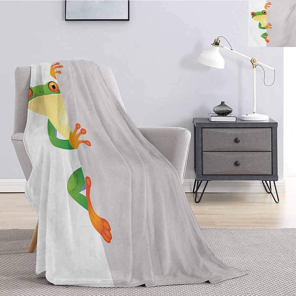 Reptile Bedding Microfiber Blanket Funky Frog Prince with Big Eyes on Wall Camouflage Nursery Reptiles Theme Super Soft and Comfortable Luxury Bed Blanket W60 x L50 Inch Green Yellow Orange