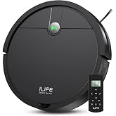 ILIFE V2 Robot Vacuum Cleaner, Tangle-Free Suction, Black | 120 Mins Runtime, Remote Control, Schedule, Slim, Self-Charging Robotic Vacuum Cleaner, Ideal for Pet Hair and Hard Floors
