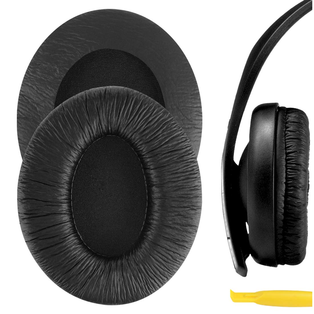 Geekria Replacement Ear Pads for Sennheiser HD202, HD202S, HD212, HD437, HD447, PX360, HD203, HD212-Pro, EH150, EH250, HD62-TV Headphones, Ear Cushions with Video Guide (Black)