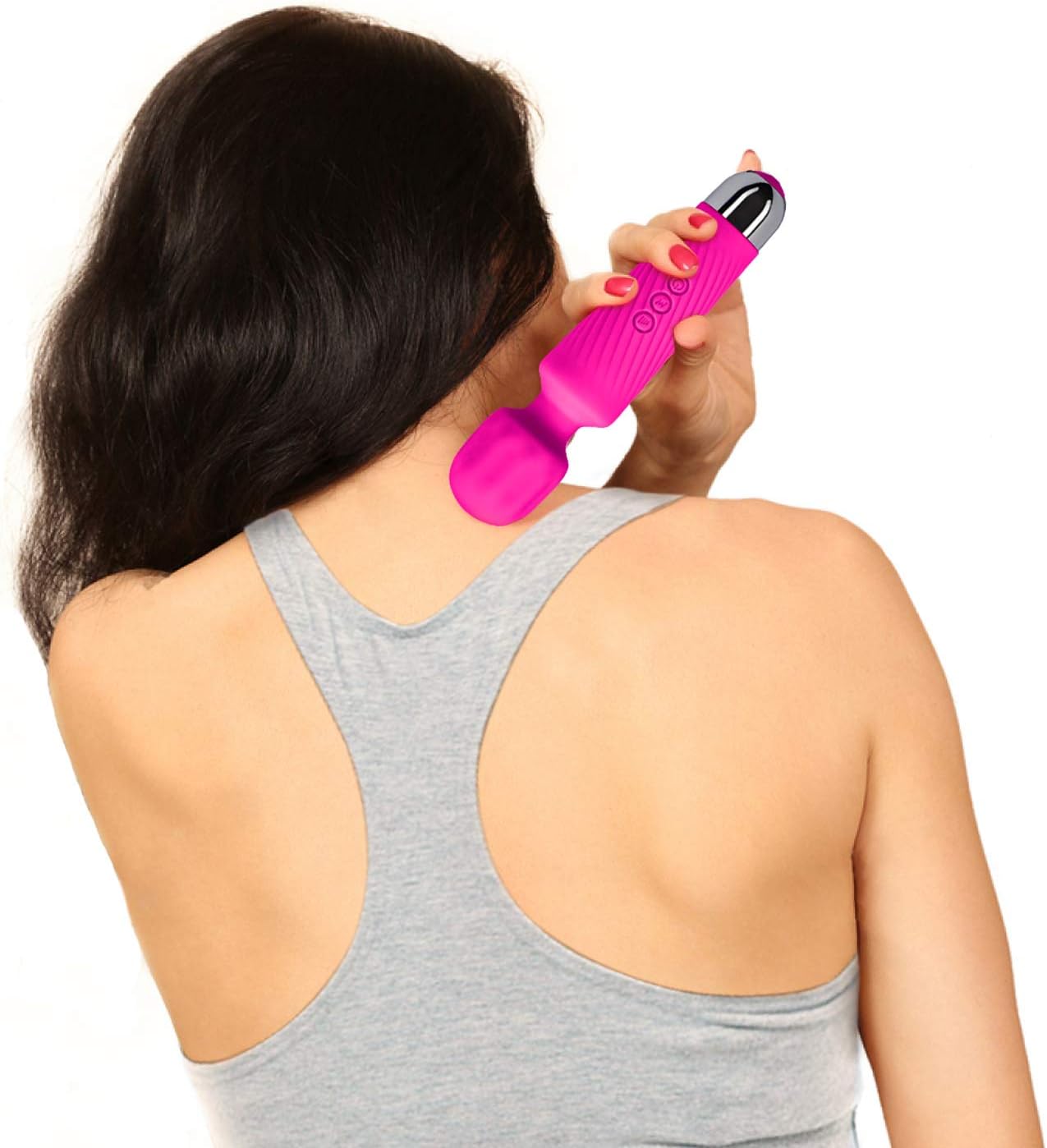 Rechargeable Personal Wand Massager - 20 Patterns & 8 Speeds - Travel Bag & Manual Included - Perfect for Muscle Tension, Back, Neck Relief, Soreness, Recovery - Hot Pink: Health & Personal Care