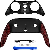 eXtremeRate Top Bottom Decorative Trim Shell Compatible with p s 5 Edge Controller DIY Replacement Front Back Clip Shell, Custom Textured Red Plates Cover Compatible with p s 5 Edge Controller