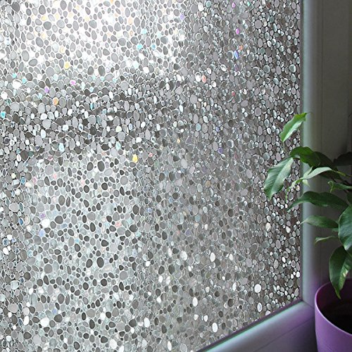 Leyden 2 Roll 24-by-72-Inch Cut Glass Cobble Pattern No-Glue 3D Static Decorative Glass Window Films Multi