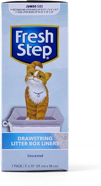 FRESH STEP DRAWSTRING LARGE LITTER BOX LINERS | HEAVY DUTY LINERS FOR CAT LITTER BOX | SCENTED & UNSCENTED AVAILABLE | QUICK & EASY CLEANUP, UNSCENTED, JUMBO – 3 PACK