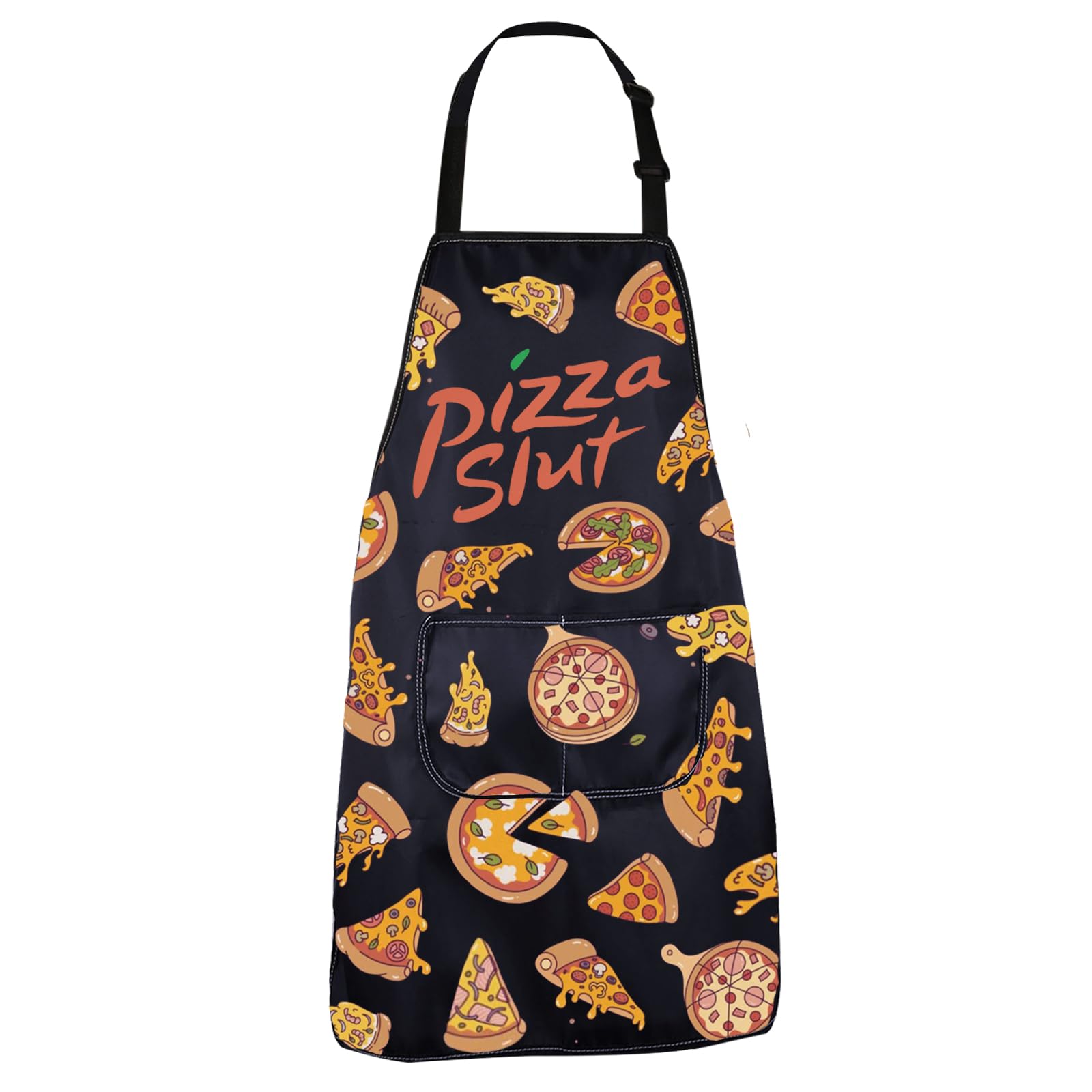 CENWA Pizza Day Gift Funny Pizza Slut Cooking Chef Kitchen Adjustable Apron for Pizza Lover (Pizza Slut Apron EU)