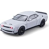 OANMYJJO Toy Cars for Kids 1/32 Challenger Hellcat Die Cast Metal Toy Cars,Pull Back Hellcat CarWith Light and Music Hellcat Toy Car Collectible Model Cars,for Boys Age 3 + Year Old（Grey）