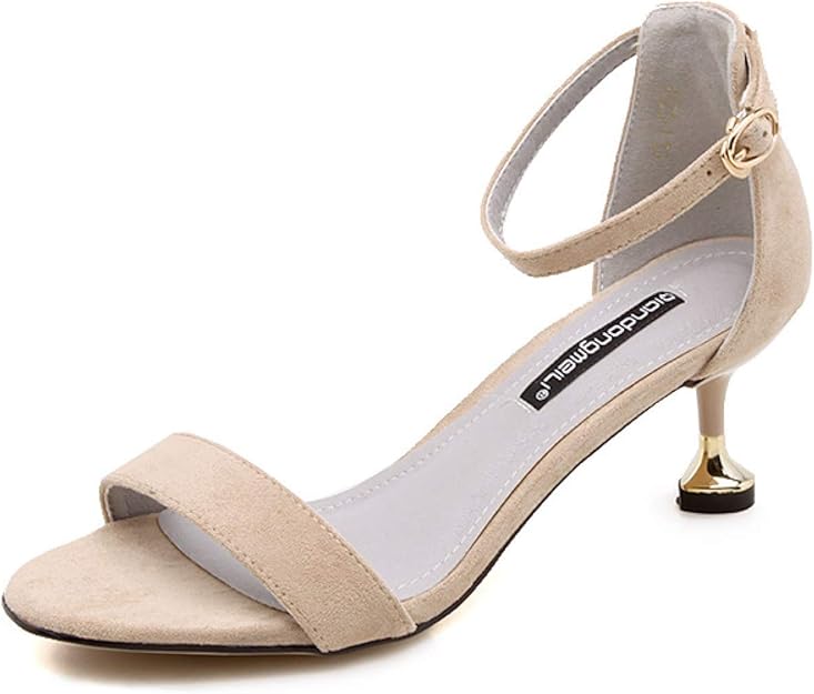 Amazon.com | Women's Strappy Mid Heels Sandals Comfortable Open Toe Dress Homecoming Shoes with 