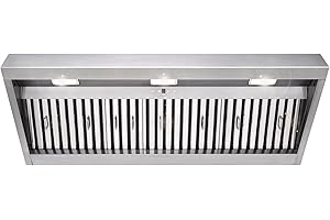 Akicon Range Hood Insert 48 Inch, 1200 CFM Built-in Kitchen Hood with 4 Speeds, Ultra-Quiet Stainless Steel Ducted Vent Hood Insert with Dimmable LED Lights and Dishwasher Safe Filters