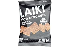 LAIKI Gluten Free Rice Crackers - Black | Low Sodium Healthy Snack | Vegan SEED-OIL FREE Snack | NON-GMO | GF Snack for Adults | Diabetic Friendly | Gluten Free Variety Pack | Clean & Vegan | Party Snack | Pack of 30