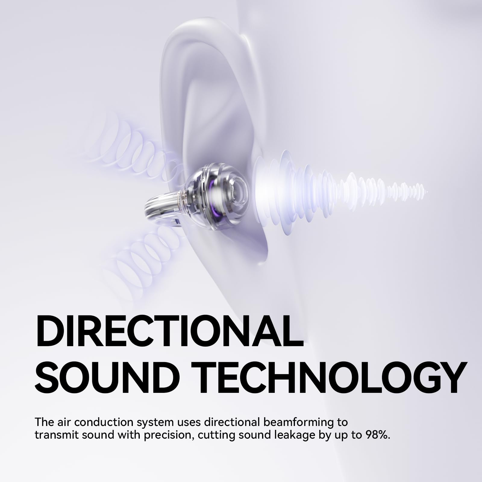 Sanag S6S Open Ear Free Clip-On Headphones, True Wireless Bluetooth Earphones with Microphone, IPX4 Waterproof Sports Earbuds, 38H Playtime OWS Design Fit Sport Running, App Custom Settings (Black)