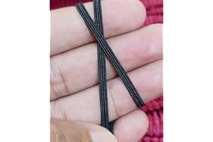 Noshad® Black, 3mm - 1/8" Flat Elastic Band Cord for Sewing, Dressmaking, Haberdashery and Clothing DIY Arts and Crafts Accessory, Material, Supplies (20Meter - 22Yard)