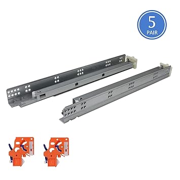 5 Pair 18 Inch Soft Closing Full Extension Drawer Slides