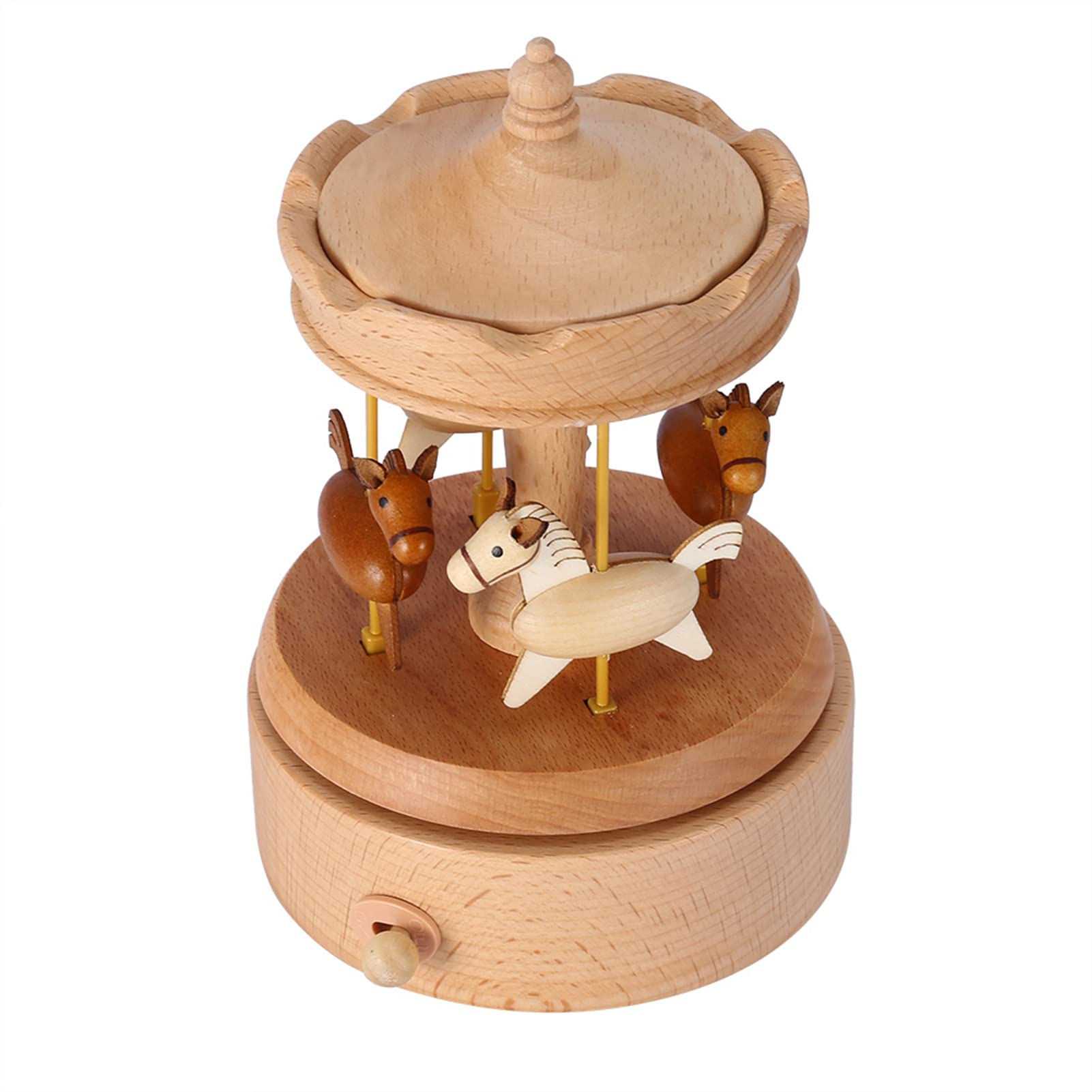 Merry-go-round Musical Box, Solid Wood CAROUSEL Design Hand Crank Music Box Crafts Decoration Birthday for Girls Friends Lovers