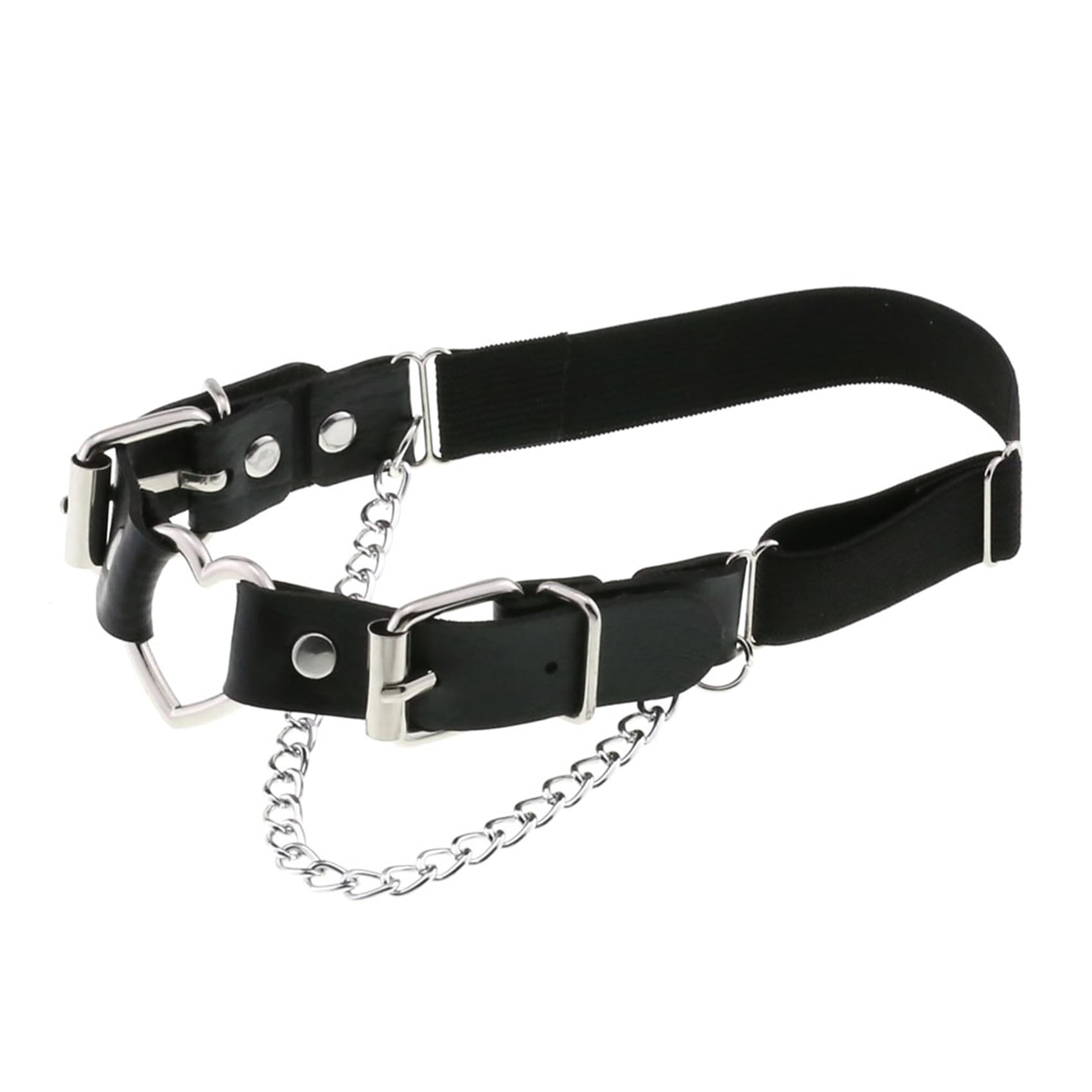 alisikee 2PCs Leather Leg Garter with Chains, Elastic Rock Heart Thigh Garter for Women