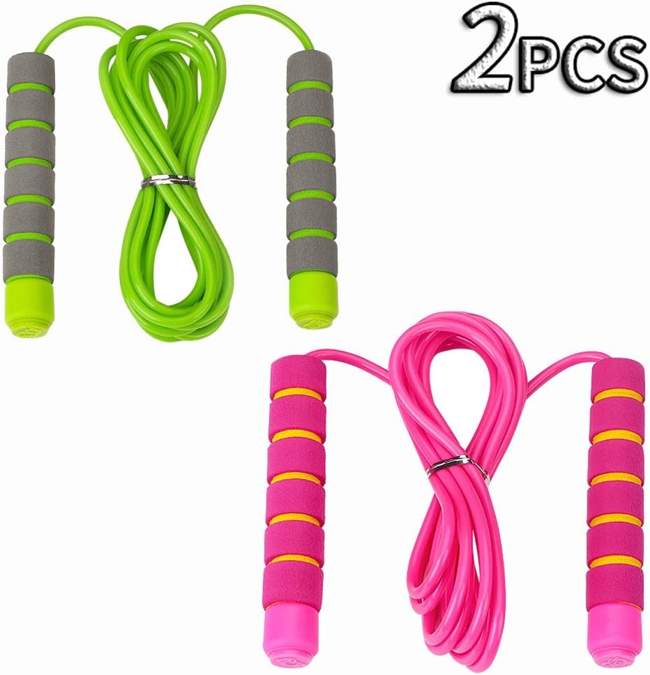 Jump Rope Kids 2 Pack Adjustable Soft Skipping Rope with Skin-Friendly Foam Handles for Kids