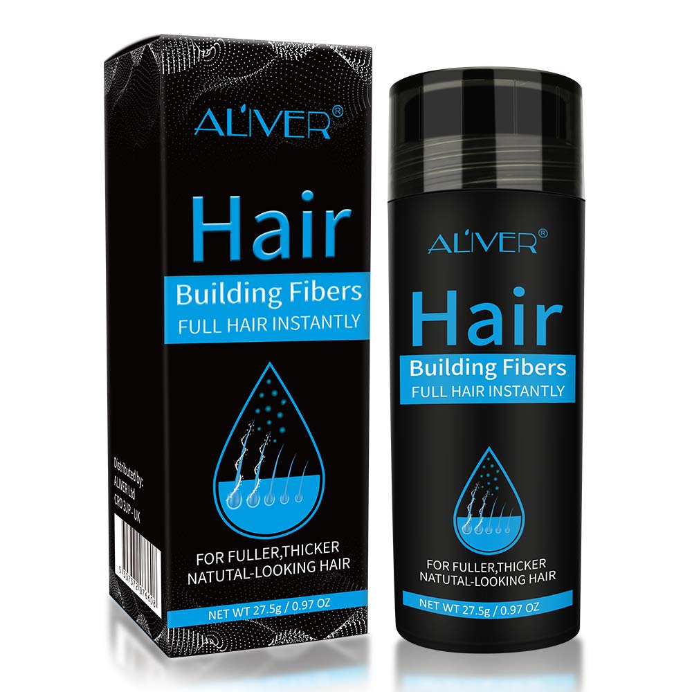 Hair Building Fibres - Natural, Thick & Textured, Professional Quality Fiber, Conceals Hair Loss & Covers Roots, Black