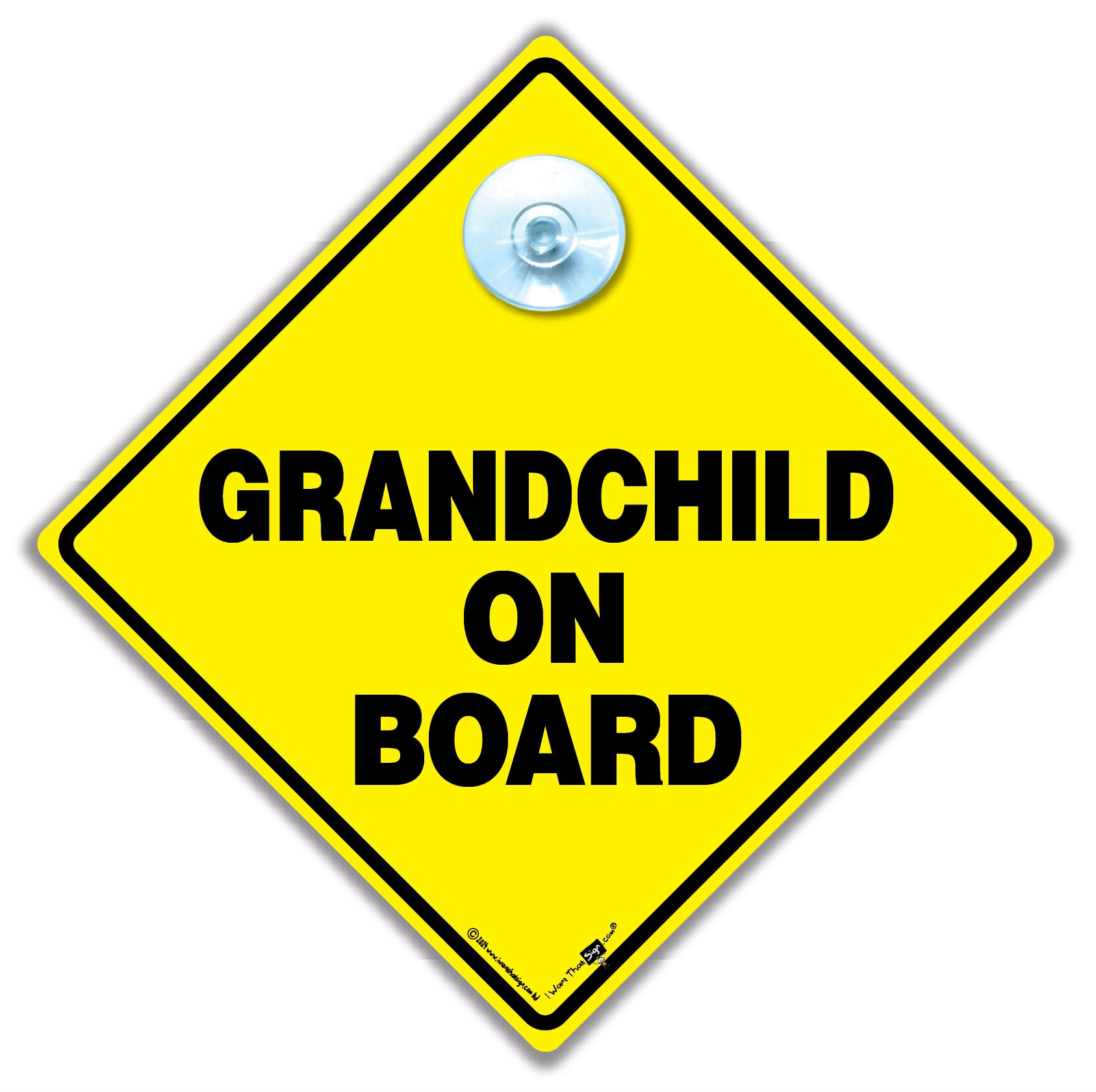 Grandchild on Board Sign, Baby On Board Sign with Suction Cup, 14 cm