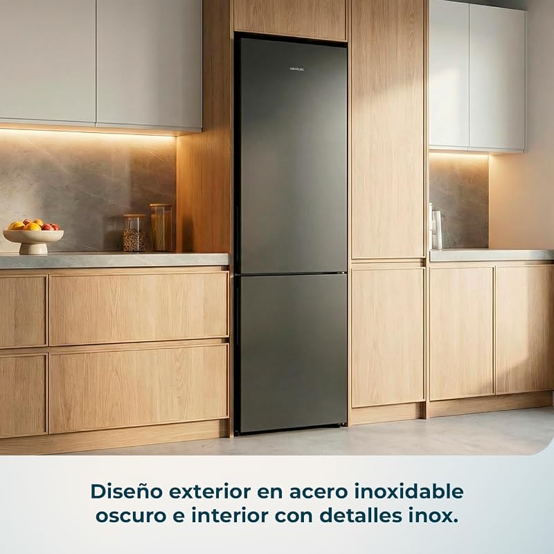 Bolero CoolMarket Combi 356i Dark D Combi Frigorífico 356L. 200cm de altura, 59,5 cm de largura, Classe E, Tecnologia Multi Airflow, FreshnessFlex e HumidityFlex HUB