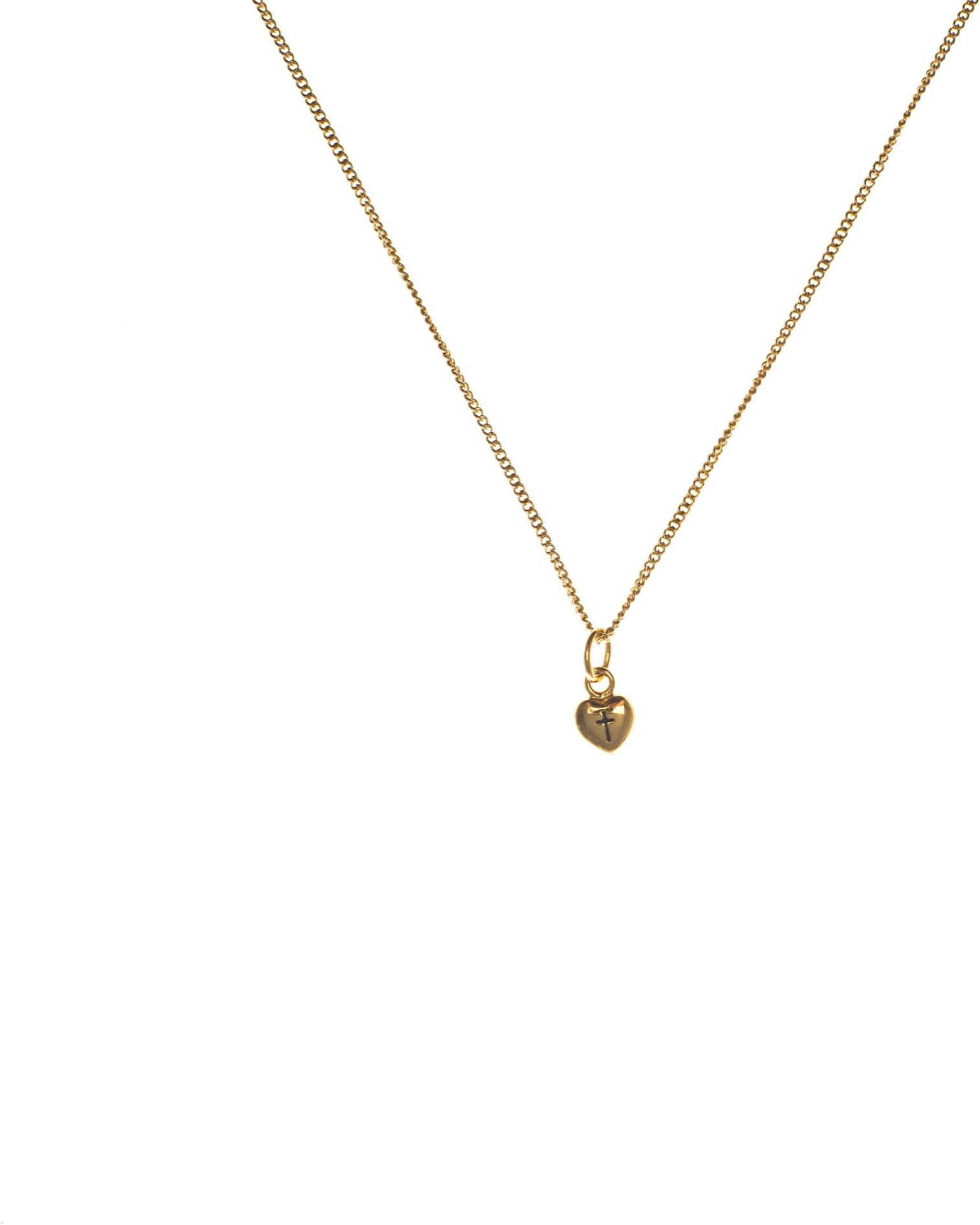 Baby Blessings for Girl Engraved Cross on Heart Charm Gold Plated 13 inch Pendant Necklace