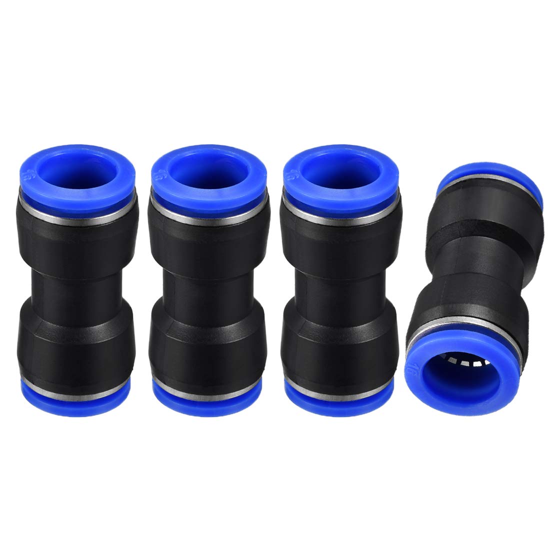 sourcing map Plastic Straight Union Push to Connect Tube Fitting 16mm OD Push Fit Lock Blue 4pcs