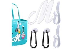 LHONGZY 5 Pcs Hooks Accessories for Bogg Bag, Insert Letter Charms Carabiner Keychain Key Holder Compatible for Small & Large Handbag Beach Tote Bag