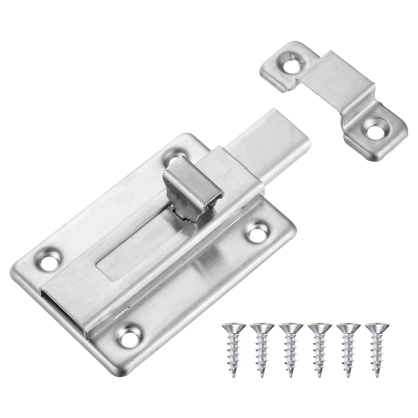 PATIKIL Door Latch Sliding Lock, Stainless Steel Gate Latch Door Catch Bolt Latch for Bathroom Toilet Door Bedroom, Silver Tone