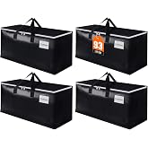 EpicTotes Large Heavy Duty Moving Bags, 93L Reusable Packing Bags, 4 Pack | Storage bags with carrying handles, waterproof moving supplies for space saving, totes for storage, moving and travel