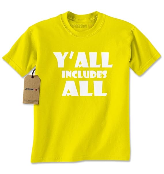 Amazon.com: Expression Tees Mens Y'all Means All T-Shirt XX-Large Yellow: Clothing
