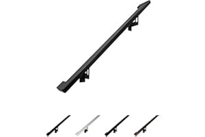 CONCEPT FUSION Modern Aluminum Handrail Grab Bar Kit, Adjustable Steel Brackets Included, Returns to Wall, Powder Coated Finish (Black, 3 Foot Handrail Set)