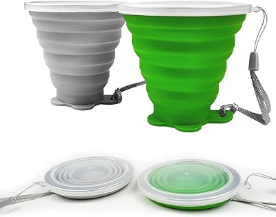 ddLUCK Silicone Foldable Cup 2 Pack BPA Free Collapsible Travel Mugs