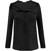 Deyeek Chemo Port Shirts for Women 2 Side Snaps Long Sleeve Shoulder Post Surgery Clothing Dialysis Breast Cancer Shirts