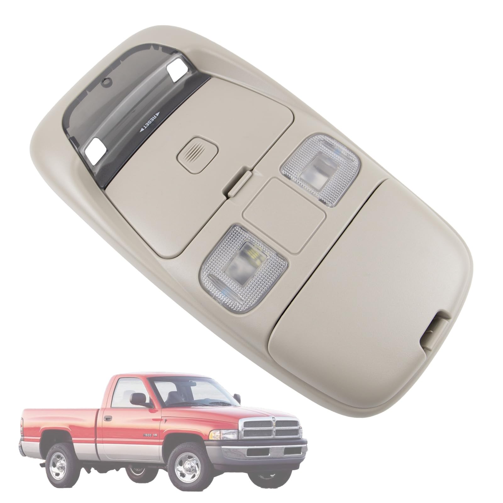 Photo 1 of Volinsya Overhead Console Dome Map Led Reading Light Lamp Compatible with 1999 2000 2001 Dodge Ram 1500 2500 3500, 2002 Ram 2500 3500,Cab Lights Sunglasses Storage, Replaces SN96TL2AA
