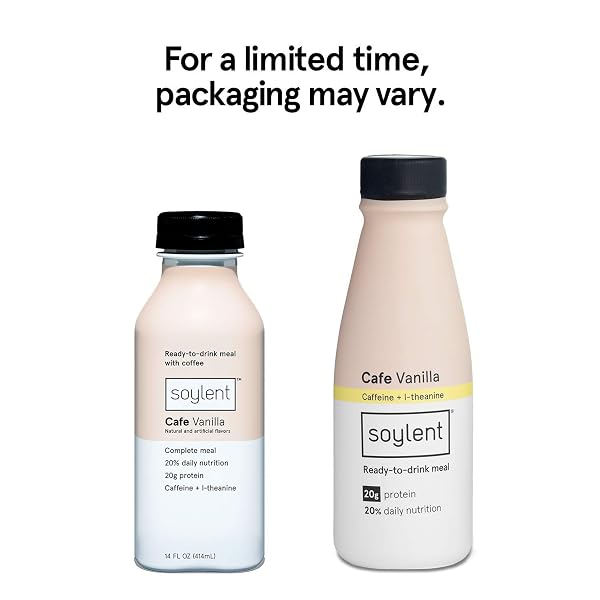 SOYLENT COMPLETE COFFEE MEAL REPLACEMENT SHAKE, CAFE LATTE, READY-TO-DRINK PLANT BASED CAFFEINATED PROTEIN DRINK, CONTAINS 20G VEGAN PROTEIN AND 1G SUGAR, 14OZ (12 PACK)