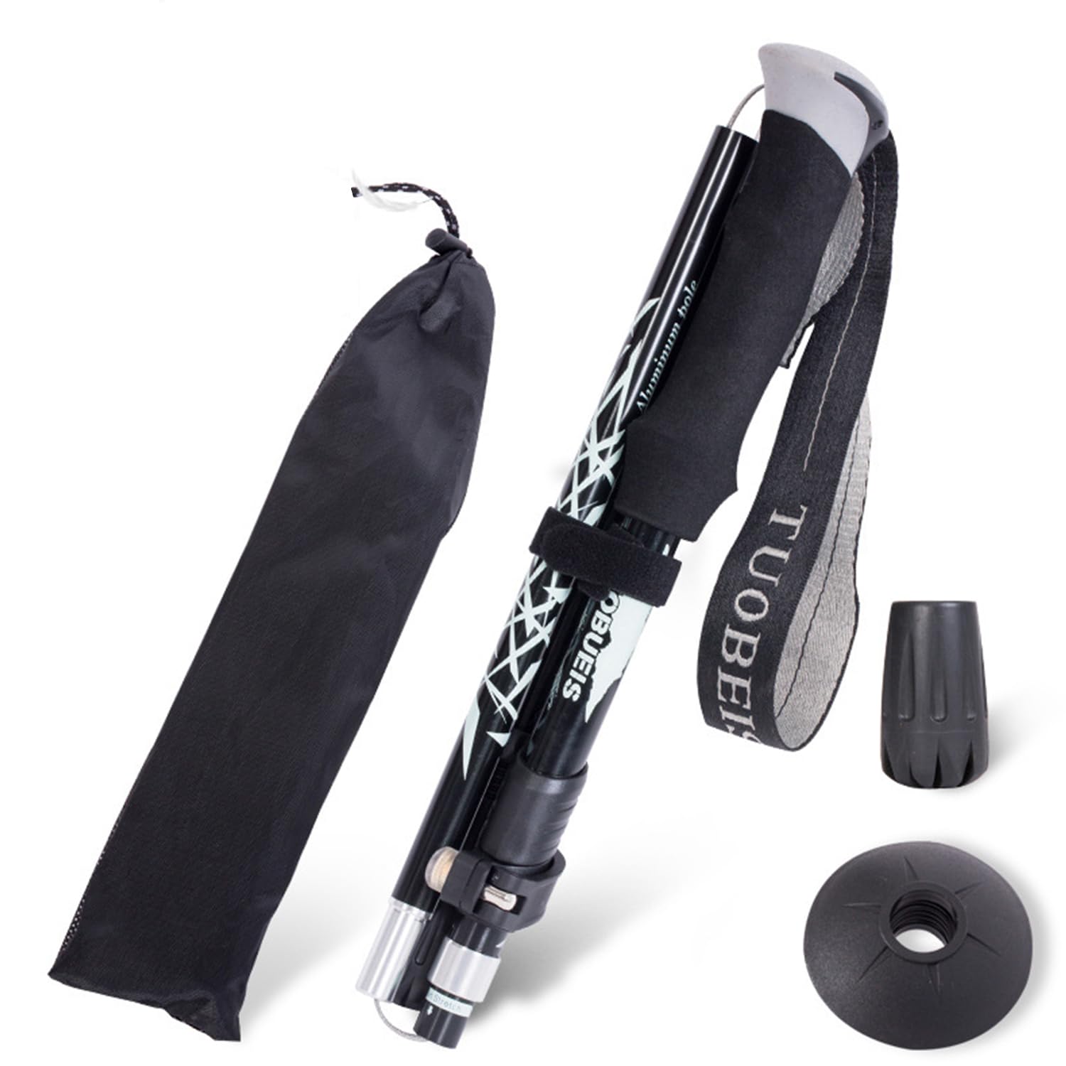 Hiking Walking Trekking Pole - Lightweight Aluminum Ergonomic EVA Handles, Telescopic, Collapsible, Ultralight For Hiking, Camping, Mountaining, Backpacking, Walking With Anti-shock (Black)