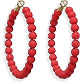 XGALBLA Women Circle Round Beaded Hoop Earrings Bohemian Beaded Earrings Dangle Earrings