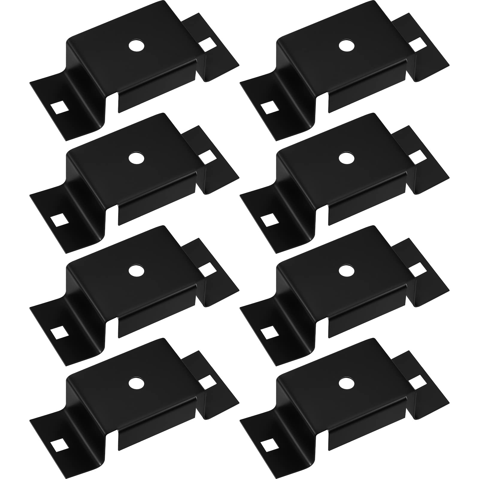 Photo 1 of Amylove 8 Pcs Stainless Steel Trailer Stake Pocket Fit 2'' x 4'' Lumber Uprights Trailer Stake Pocket Brackets Utility Metal Trailer Rail Brackets for Mounting Flat Beds and Trucks, Black