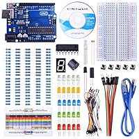 UNIROI for Arduino Starter Kit with Free Tutorials, Controller Board for Arduino, Breadboard, 1 Digit 7-Segment Display, Resistance Card, Jumper Wire (147 Items) UA002