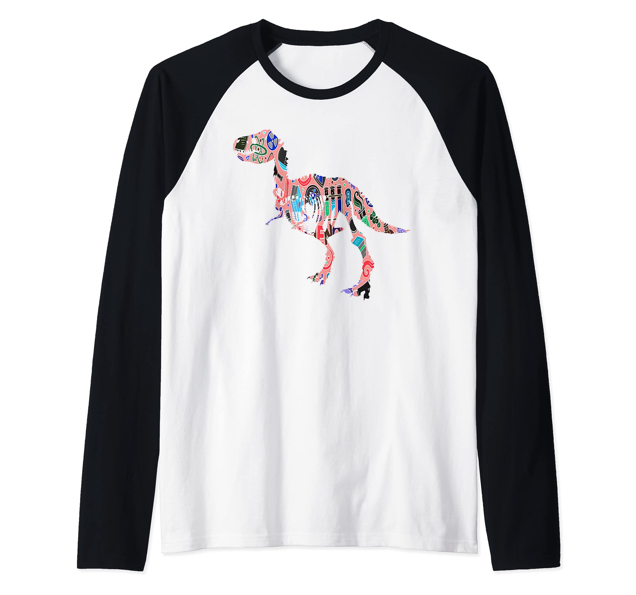 Tyrannosaurus Rex Animal T-Rex Creepy Dinosaur Raglan Baseball Tee